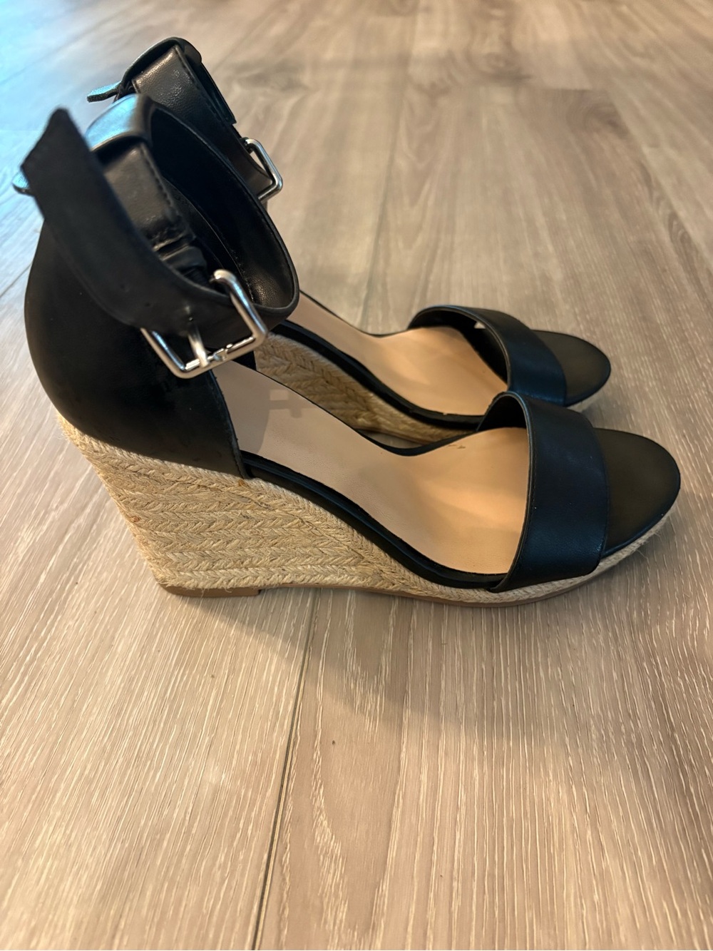 a new day Black Ankle-Strap Espadrille Wedge Sandals - Picture 2 of 3